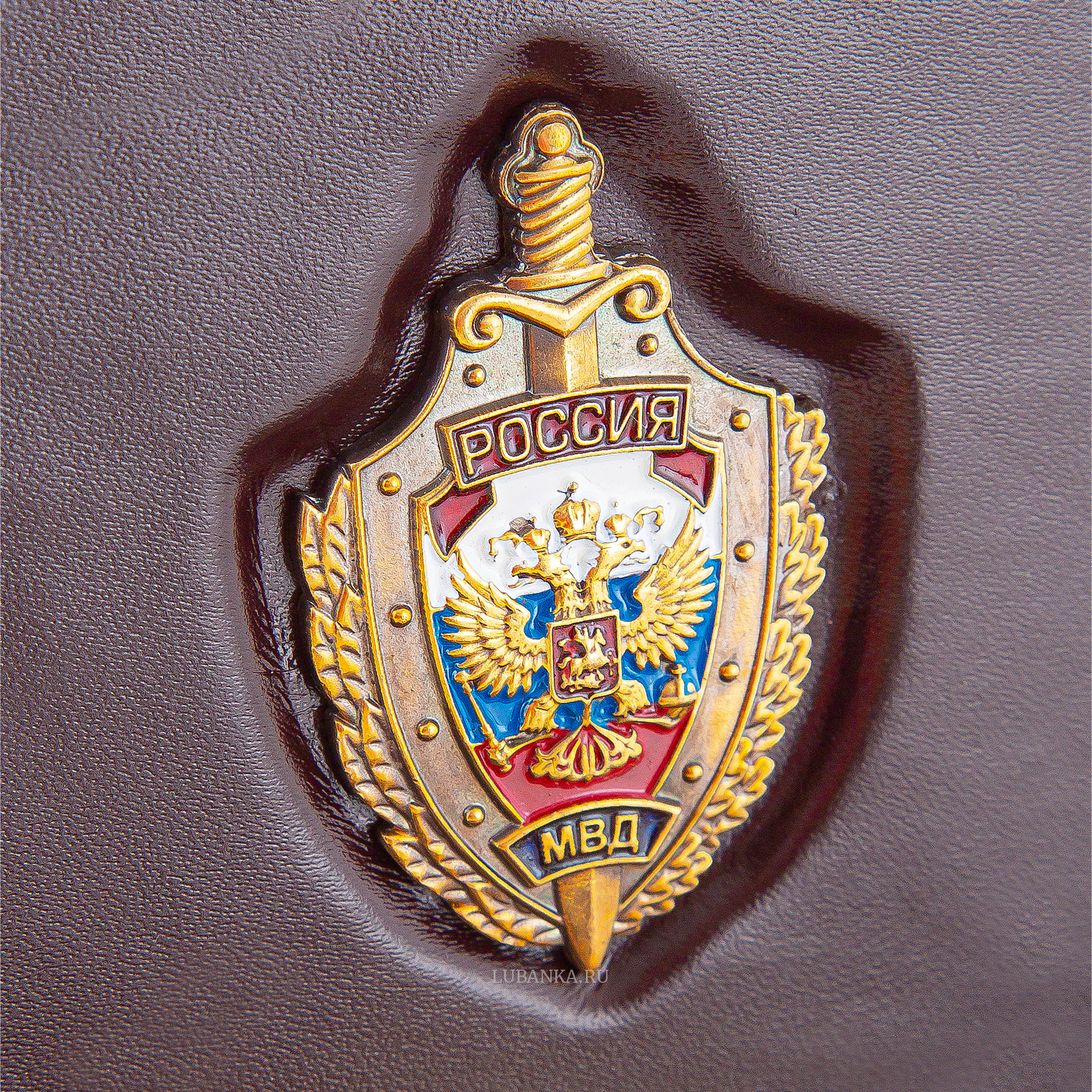 Обложка для удостоверения МВД с жетоном бордовая